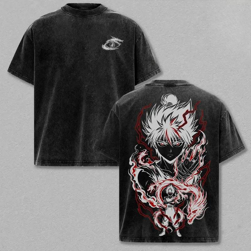YuYu Hakusho Hiei Cool Printed Tee Men Women Washed Cotton T-shirts Manga Vintage T Shirt Harajuku Unisex Short Sleeve Tshirt