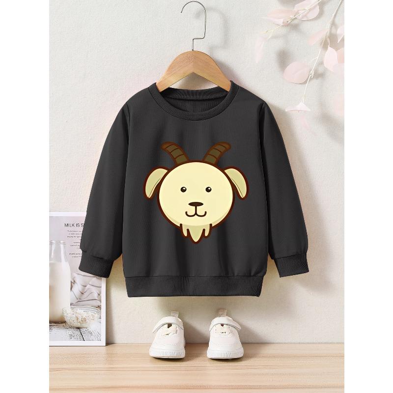 Spring and Autumn Cartoon Print Round Neck Sweatshirt Sportswear