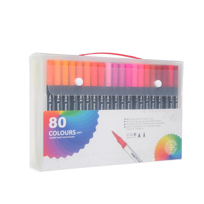 Washable Soft Tip Watercolor Markers - Double-Ended Paintbrush Pens Set for Kids