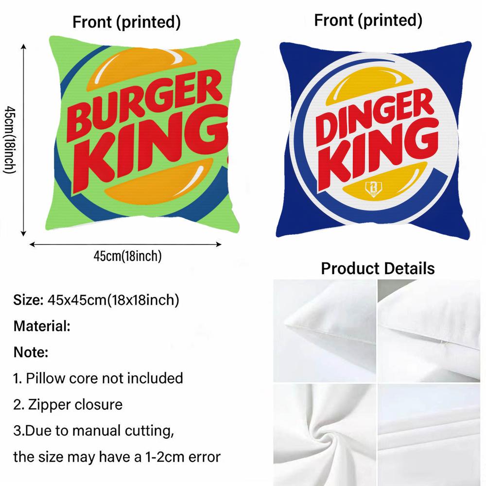 Cushion Cover Cushion Cover Pillowcase, Anti-Mite Invisible Zipper, Linen Sofa Cushion B-Burger K-King