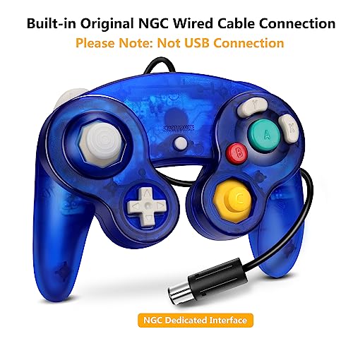 FIOTOK GameCube Controller Classic Wired Controller for Wii Nintendo Gamecube (Clear Purple & Clear Green - 2 Pack)