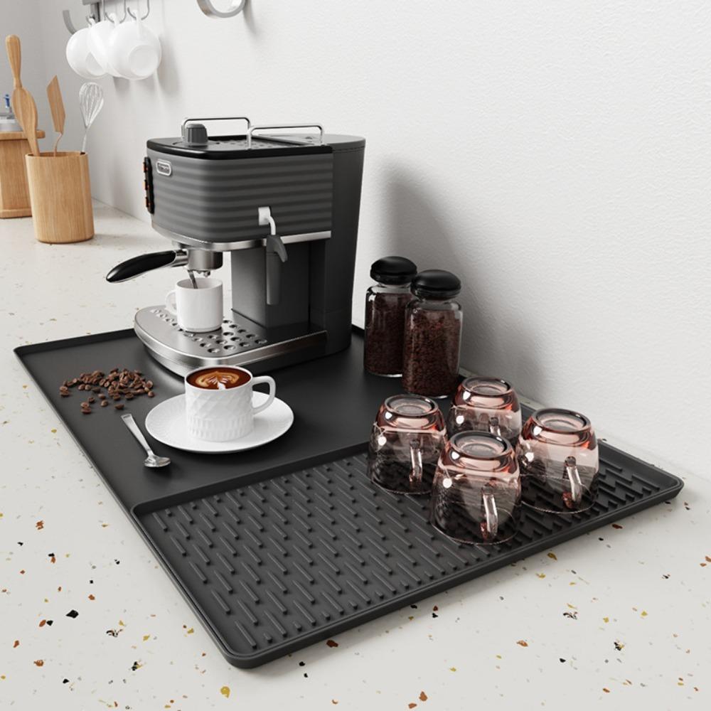 Silicone Coffee Bar Mat 2 in 1 Countertop Pad Easy To Clean Coffee Machine Mat  Cafe