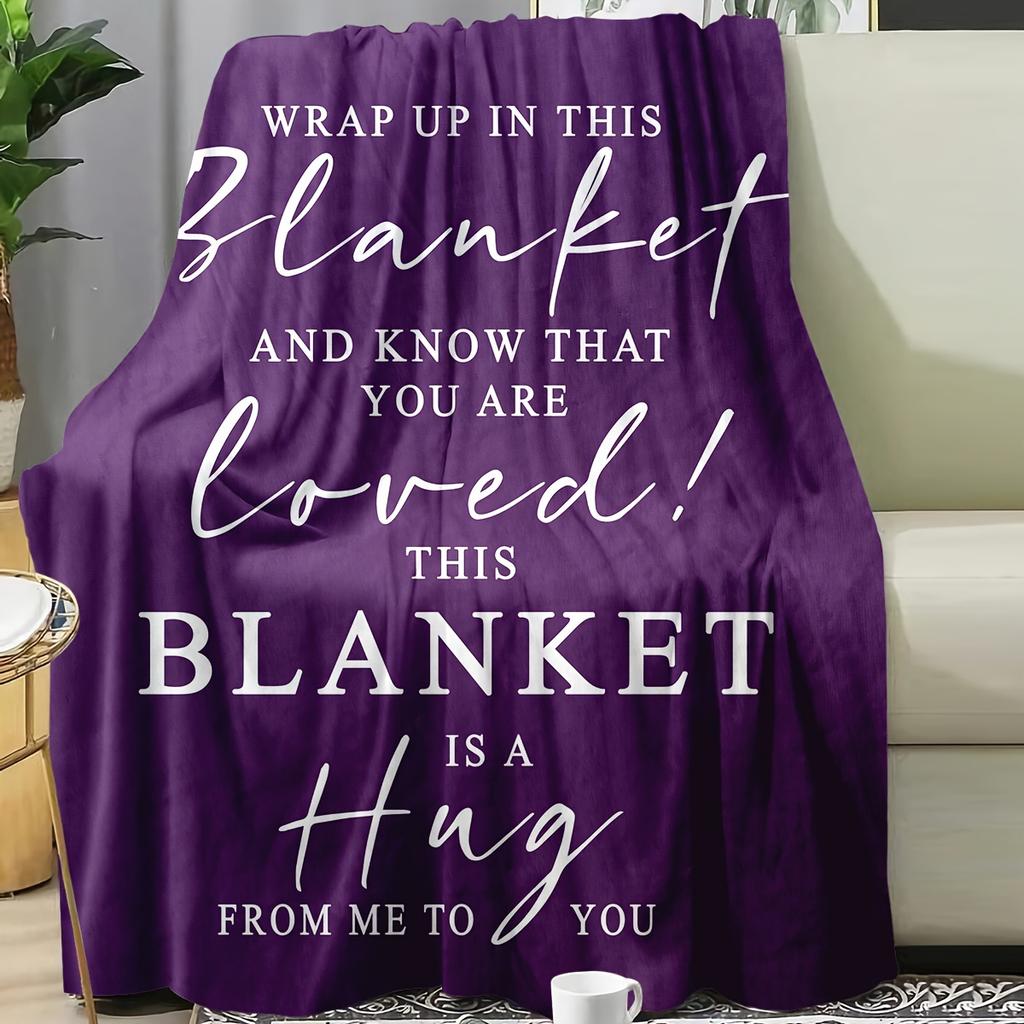 Purple Hug Quote Flannel Throw Blanket This Blanket Is A Hug From Me To You Soft Warm Gift Sofa Bed Blanket