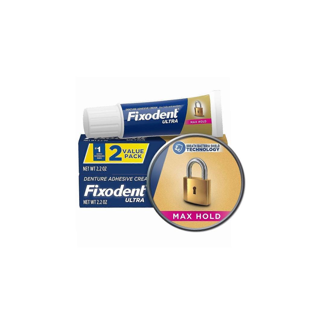 Fixodent Ultra Max Hold Tannlim, Usmaksatt, 2,2 oz / 2-pakning
