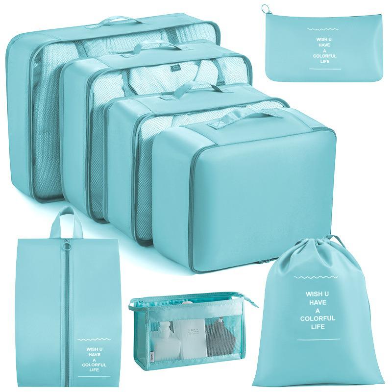 Eight-Piece Waterproof Travel Storage Bag Set for Business Trips - Large Capacity
