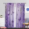 Set Of 2 Elegant Flat Printing Window Drapes Purple Butterfly Floral Digital Printed Polyester Festive Wall Decor Curtain Made