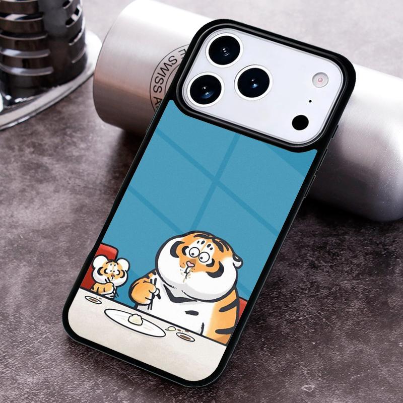 

Lovely Fat Tiger Phone Case for iPhone 17 16 15 Pro Max Air 14 13 12 11 Plus Shockproof Capa Cover iPhone 12