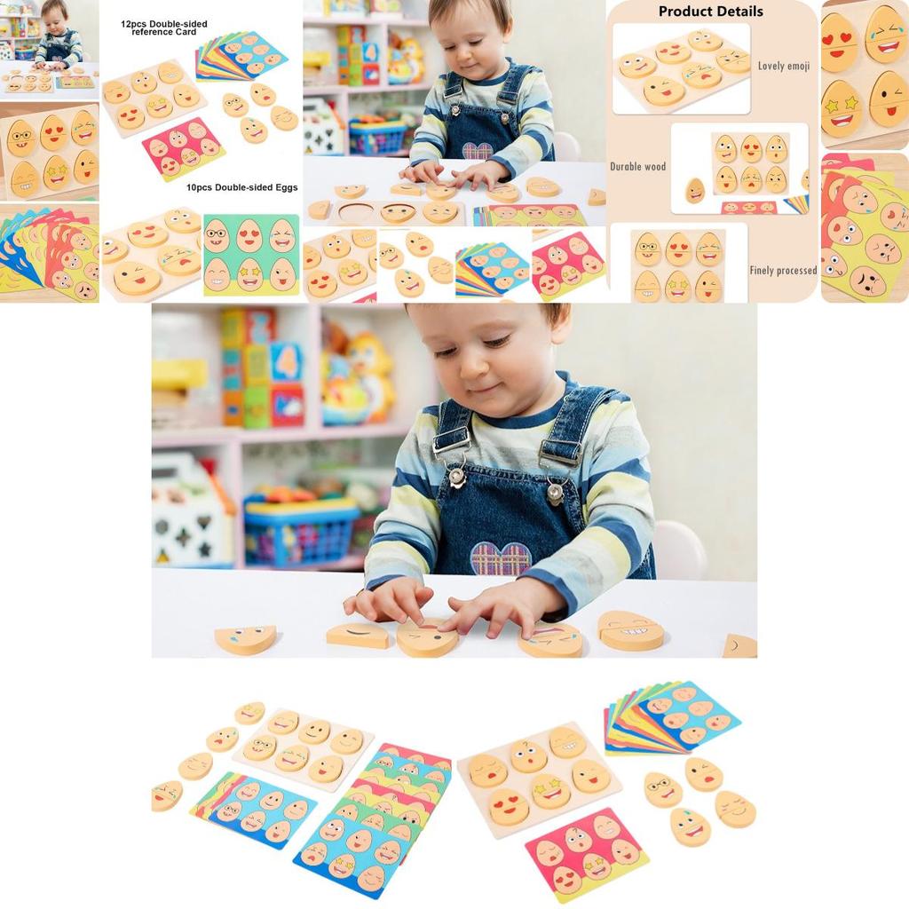 Wooden Emotion Eggs Early Educational Matching Toy For Toddlers And Babies