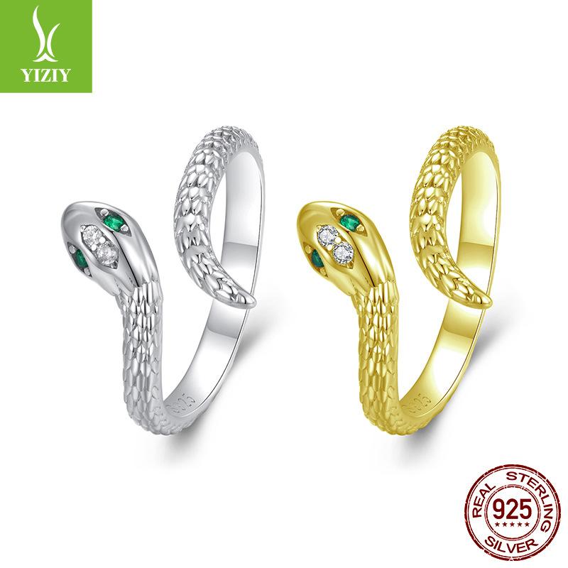 Textured Snake Open Ring For Men And Women, Cold Wind S925 Sterling Silver Lucky Ring