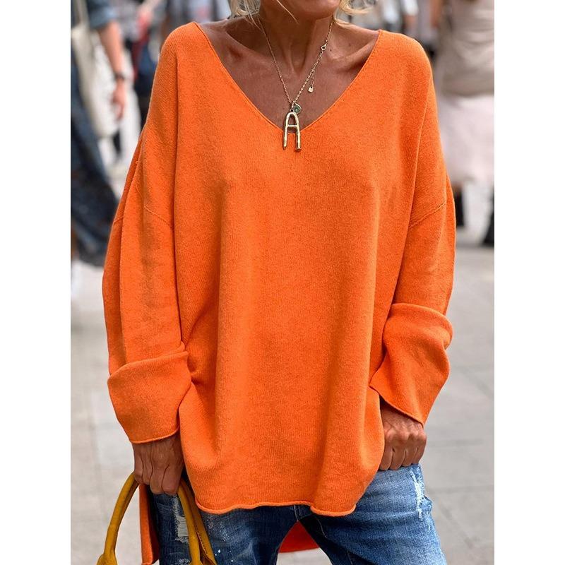 Blusas y Camisas Casuales de Moda para Mujer JPNTKY Estampado de Color Sólido Manga Larga Cuello en V