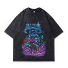 High Street Vintage Vintage Anime Printed Short Sleeve T-Shirt Men'S Loose Casual Wash Half Sleeve Vintage T-Shirt