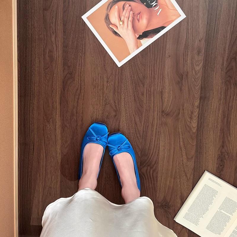 Inner Height Increase 3CM Apricot Gentle Evening Shoes Women's Shoes 2025 New Spring and Summer Red Satin Ballet Shoes