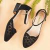 New Style Sandals Mid-heel Shoes with Toe Caps Rhinestone Shoes Single Shoes Mom Shoes