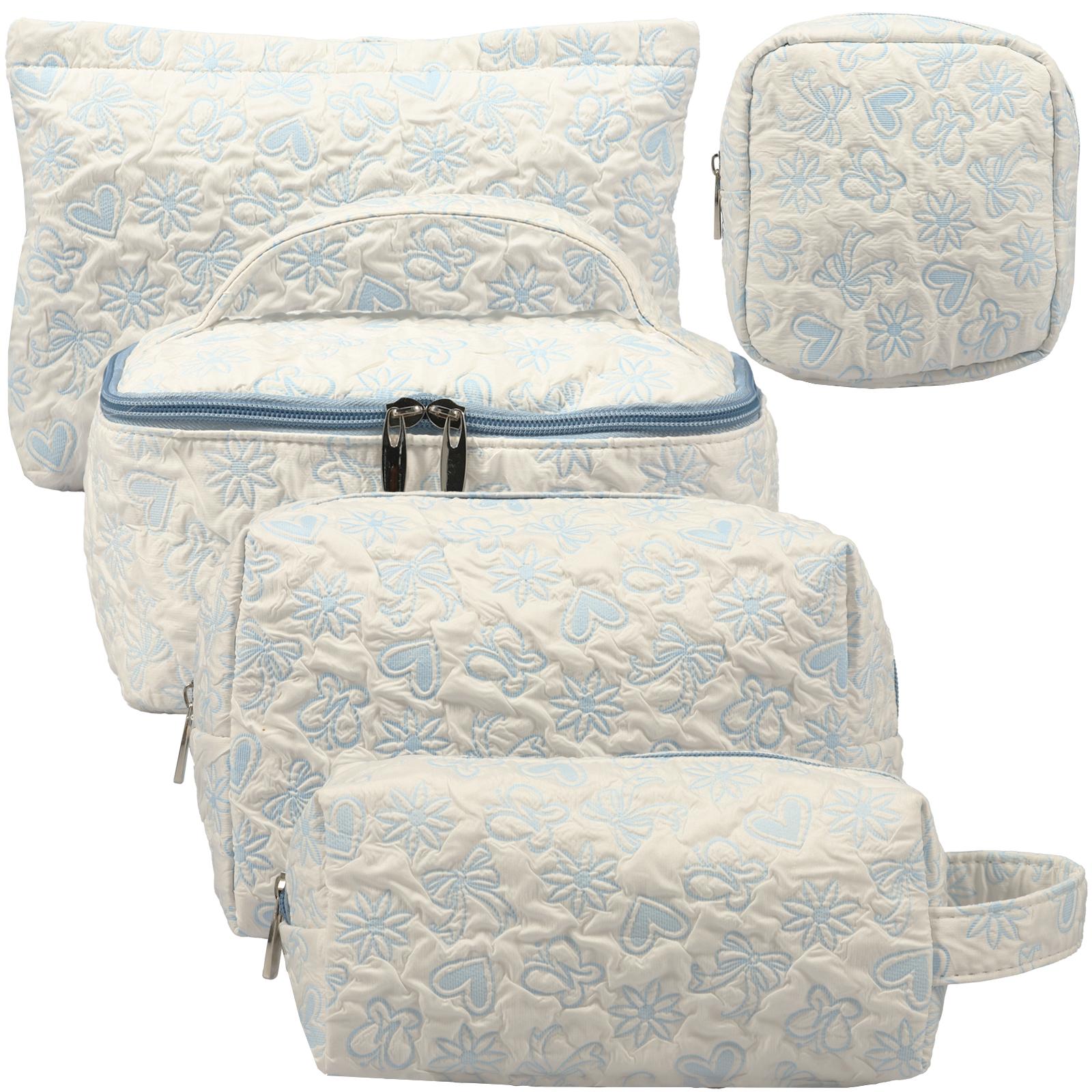 5Pcs Makeup Bag Set Women Zipper Cosmetic Organizer Pouch Portable Travel Toiletry Bag Printed Small Makeup Purse