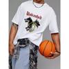 Unisex T Shirt White Unleashed Wolf Heads with Chain Graphic for Casual Wear