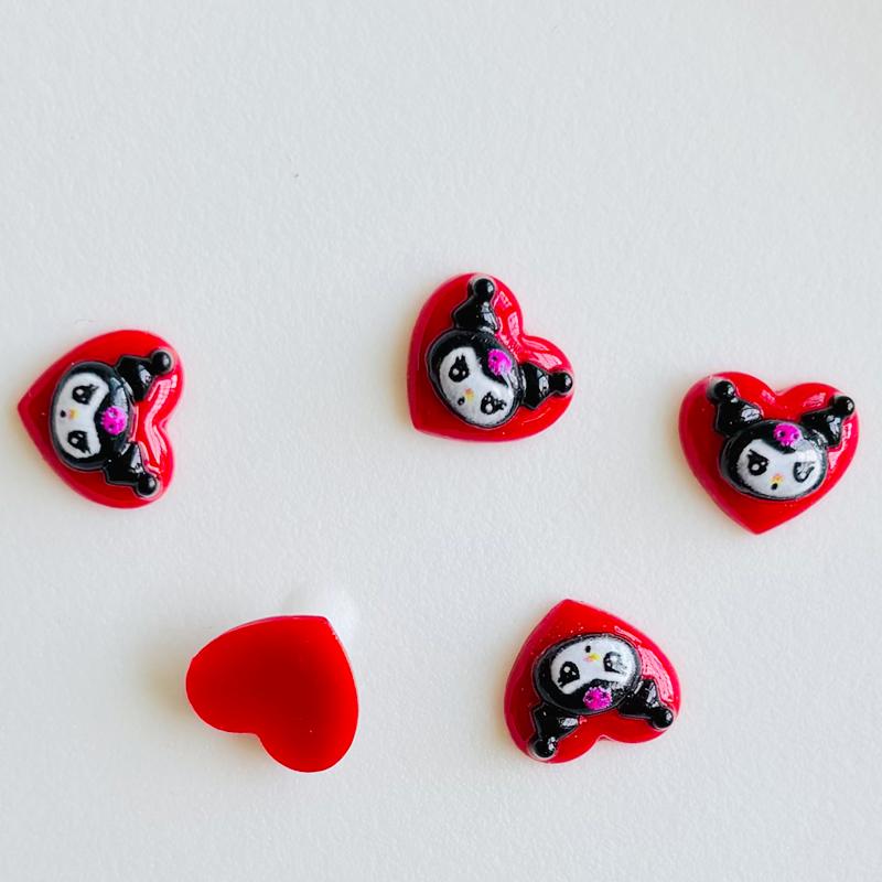 

60 Pieces Of Mixed Resin Cartoon Sanrio Red Peach Heart Animal Head Rhinestone For Nail Art 3D Decoration Jewelry A42