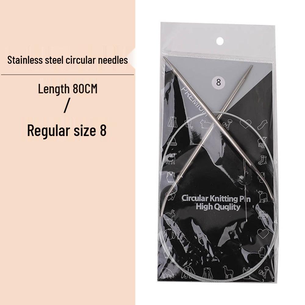 23cm Wool Knitting Circular Needle Set for Sweaters & Sleeves - Stainless Steel & Bamboo.