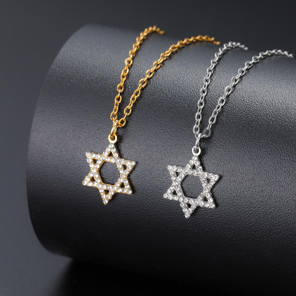 Jeshayuan Star of David Pendant Necklace with Zircon Bling David Star Necklace Luxury Anniversary Wedding Jewelry Gift