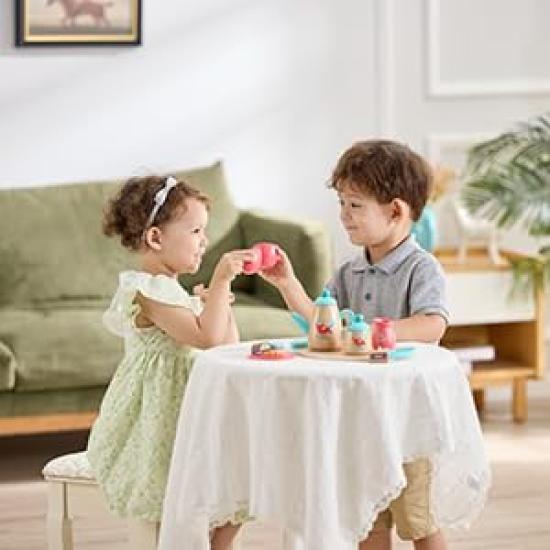 Hape Pretend Play Tea Time X X Ages 3 and Wooden Pretend Play E3207 Set, 30.3 24.3 8.2 Cm, Up, Toy,