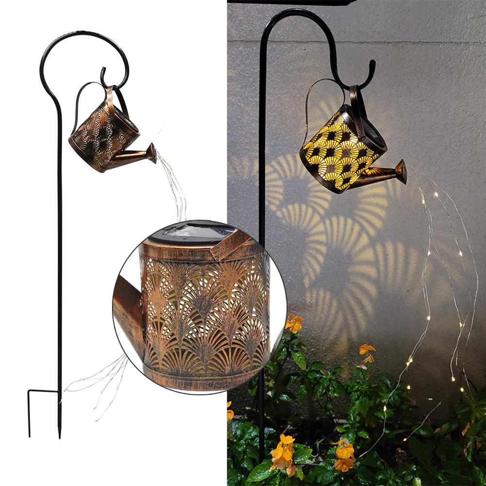 Solar Watering Can with Lights Outdoor Hanging Lantern Metal Waterproof Garden Lights Decorations for Table Patio Yards