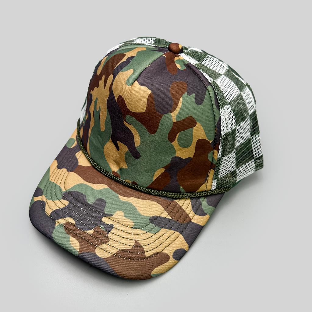 Simple Solid Plaid Camouflage Color Baseball Hats New Unisex Sunshade Color Block Breathable Casual Versatile Mesh Trucker Caps