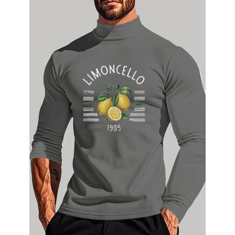 Anti-Shrink Polyester Men s Mock Neck Long Sleeve Tee, Perfect for Weekend Errands S