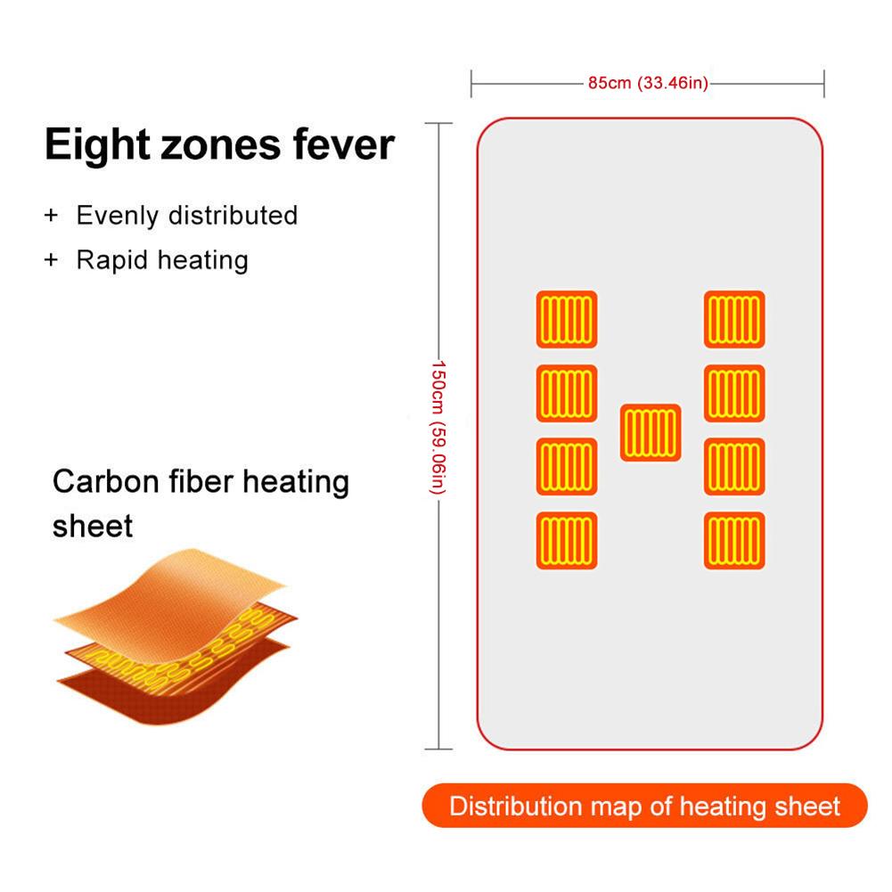 Electric Heating Blanket USB Charging Heated Shawl 3 Heaed Level Coral Fleece Plush Winter Warm Shawl for Outdoor Home 150x80cm
