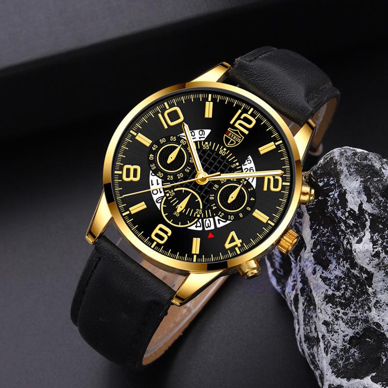 Fashion Watch Men'S Stainless Steel Watch Student Fake Three-Eyed Quartz Watch Bracelet Combination
