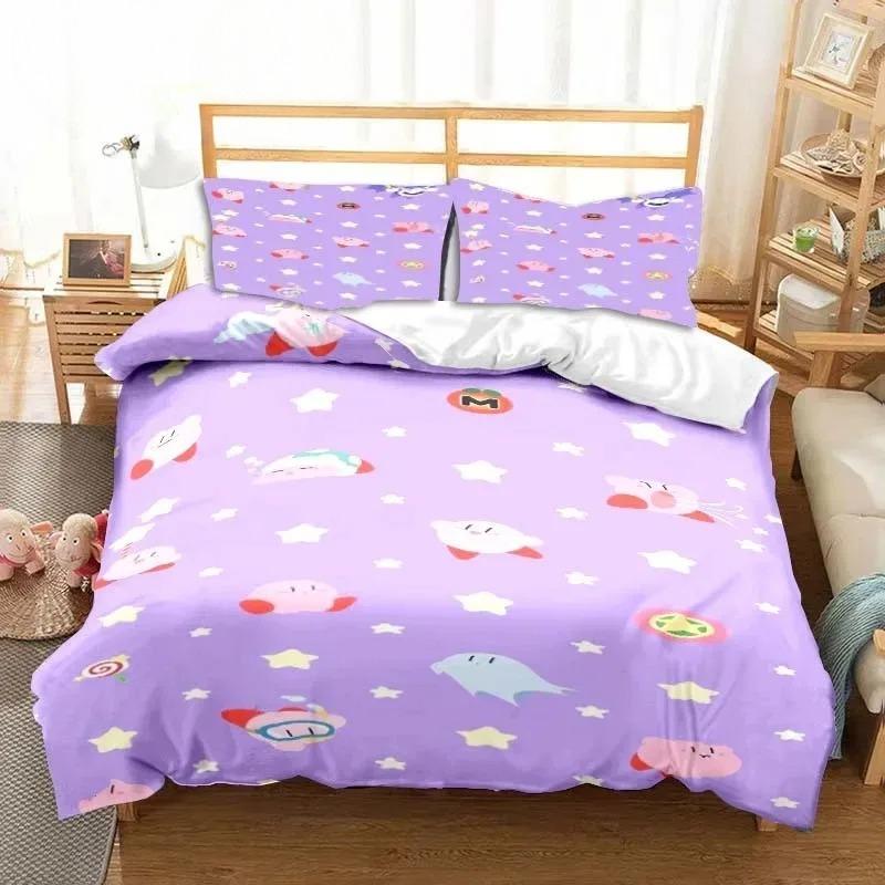 3D Printed Kawaii Cartoon Kirbys Bedding Collection Single Twin Full Queen King Size Bed Collection Adult Kid Bedroom Bedding Gift