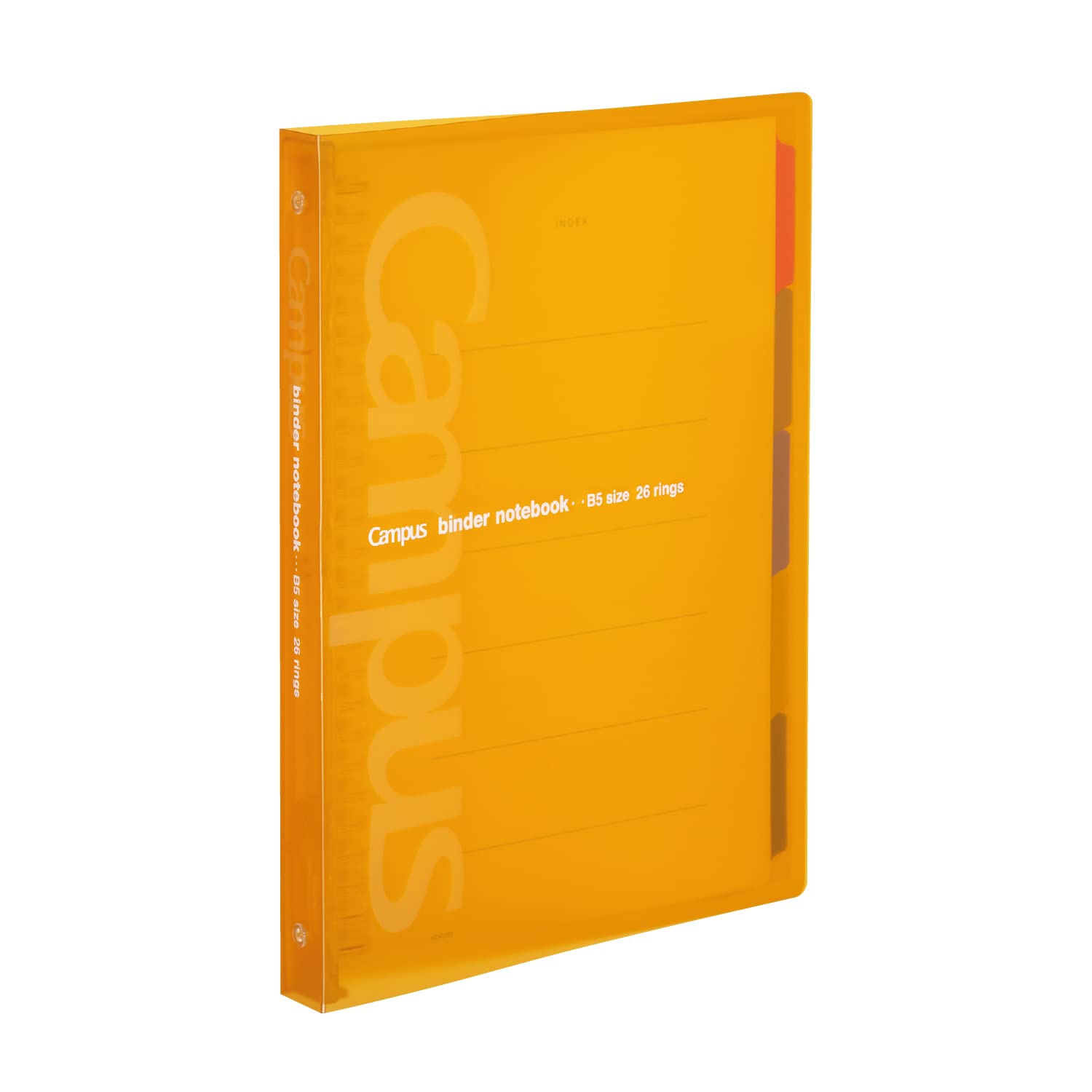 

Kokuyo Campus Loose-Leaf Binder B5, 26 Holes, Holds Up to 100 Sheets, Orange Slide, RU-P333NYR