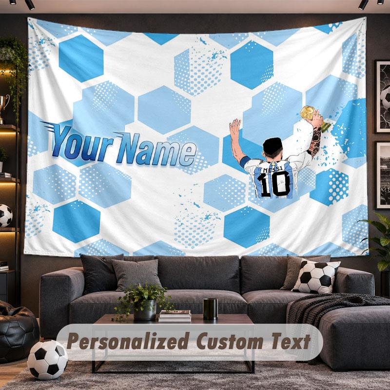 Wall Hanging Tapestry Custom NameLionel Messi Pattern Personalized Printed Fabric Wall Decor