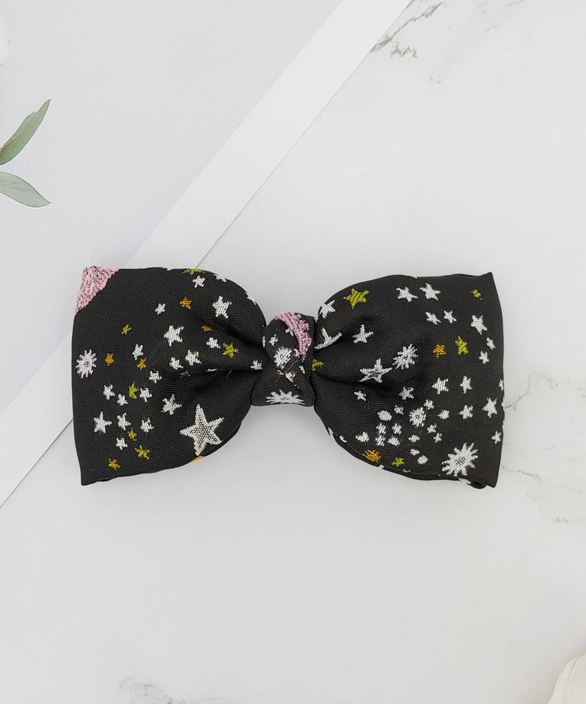 Maia Milky Way Star Jacquard Hair Ribbon Pin - Pink