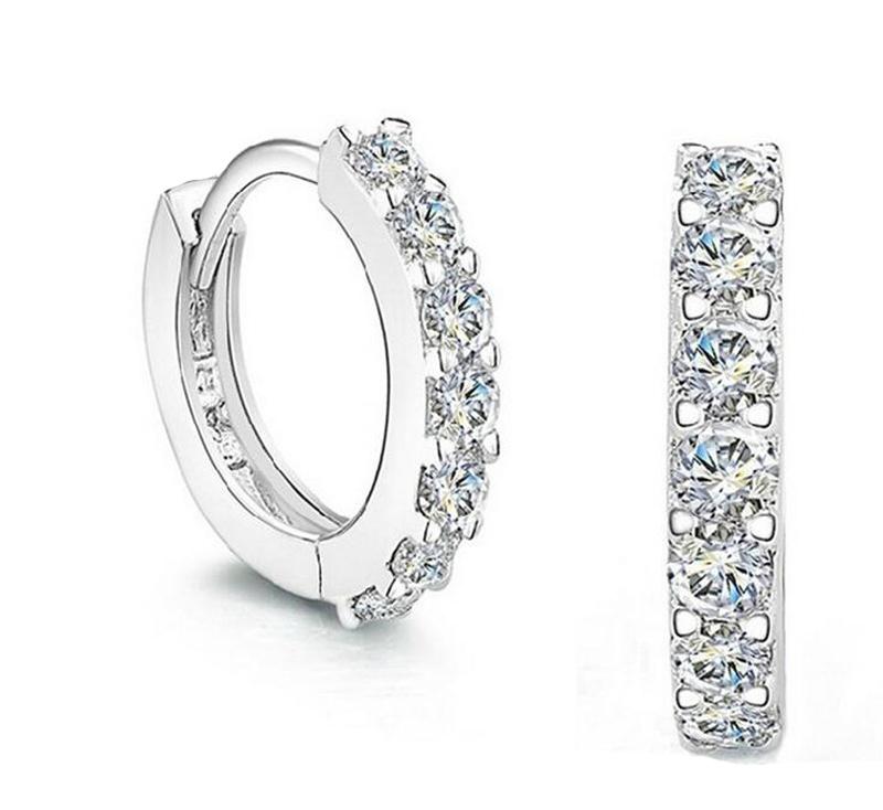 Plated Total 2.6CT Full Moissanite Hoop Earring for Women Sparkling Wedding Party Earring 925 Silver Jewelry Huggie