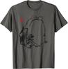 Japanese Frog Art Sumie Ink Painting Graphic Tee Casual Crewneck TShirt for Men