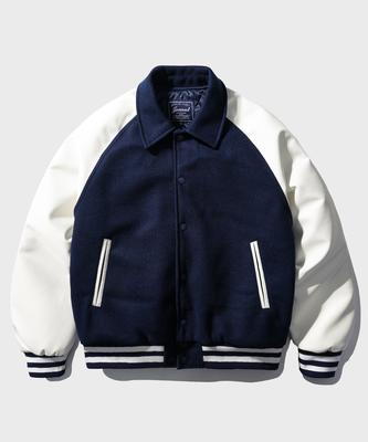 Jemut Leder Raglan Varsity Jacke 4 Typen Marine Yhot2461