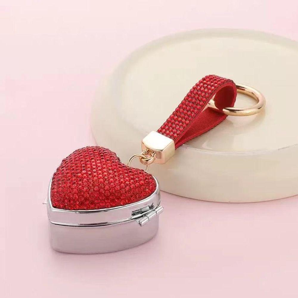 Portable Mini Pill Case Shining Bling Bling Key Pendant Compact Bag Hanging Ornaments Car Hanging