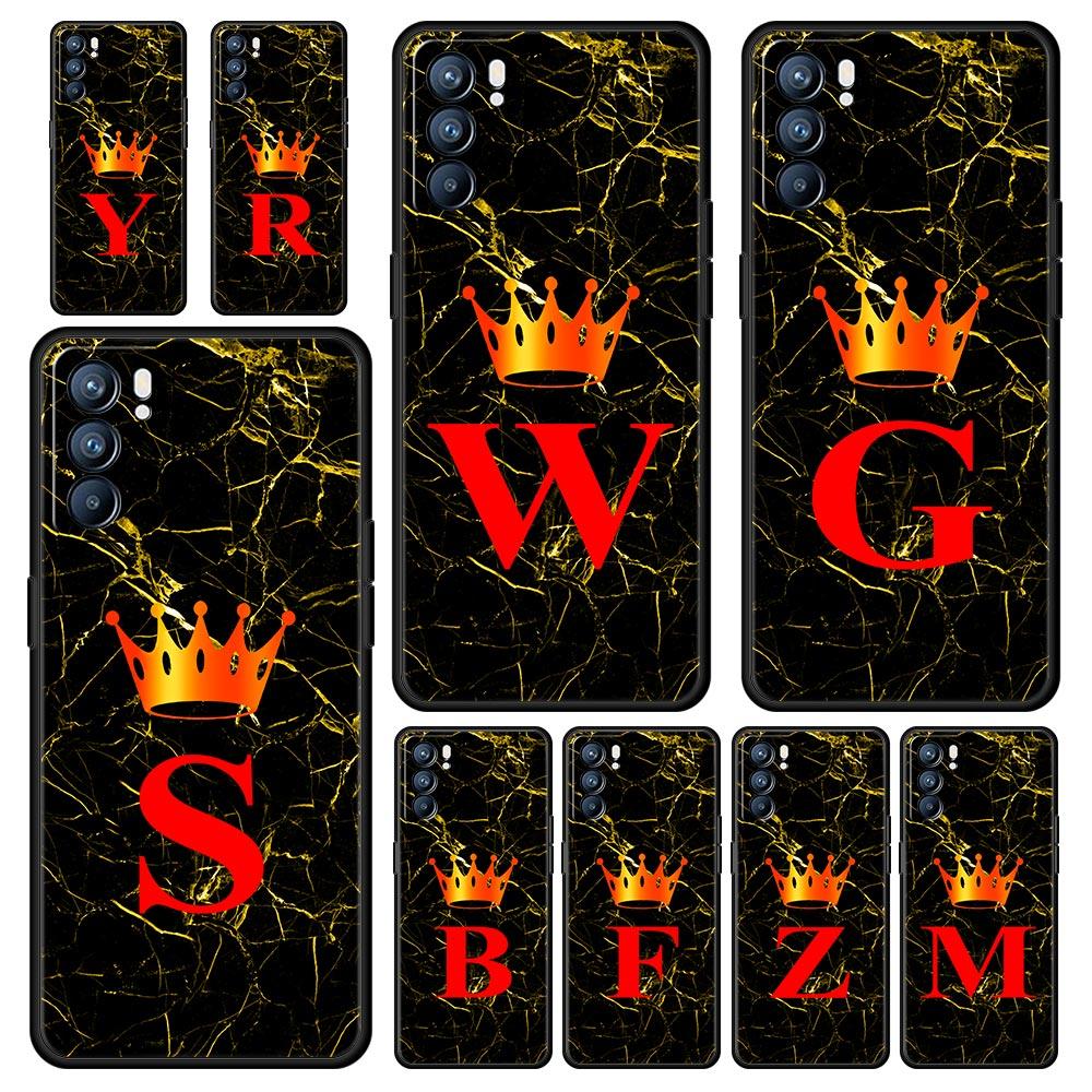 Marble Letter Phone Case For Oppo A17 A31 A54 A57 A78 A79 A98 Find X5 X6 Reno 6 7 8 10 11 12 13 F Pro 5G Soft TPU Cover Fundas