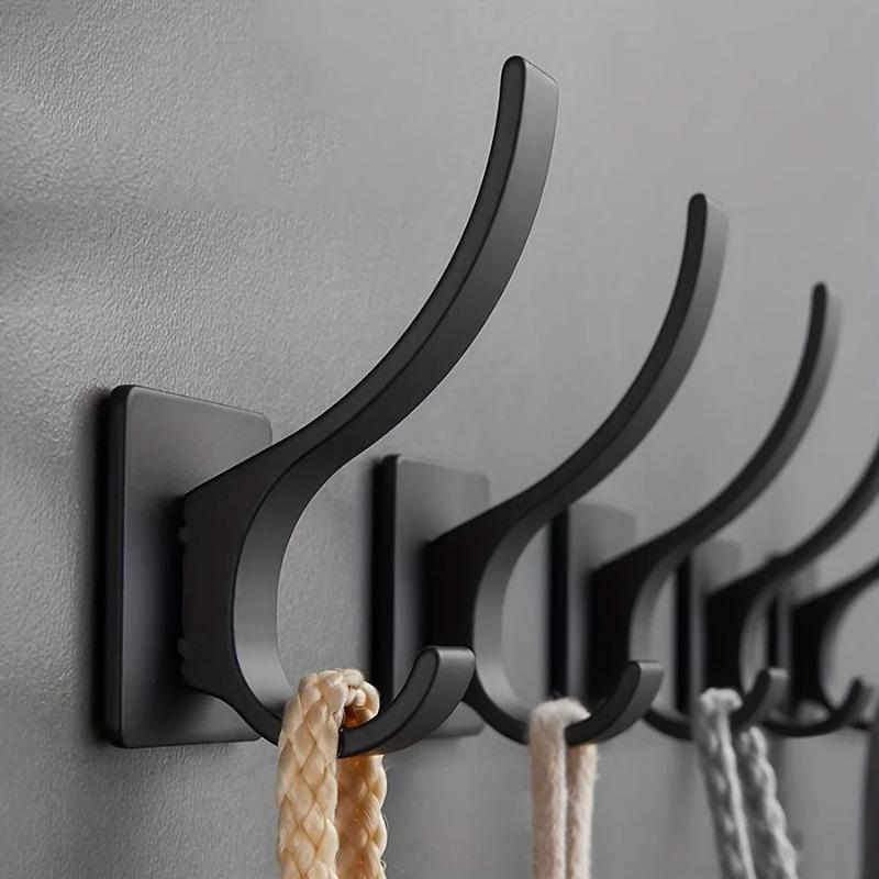 2/4pcs Adhesive Wall Hooks Heavy Duty Sticky Coat Hooks No Drill Matte Wall Mounted Hooks for Hanging Towel Robe Bag Hat Key