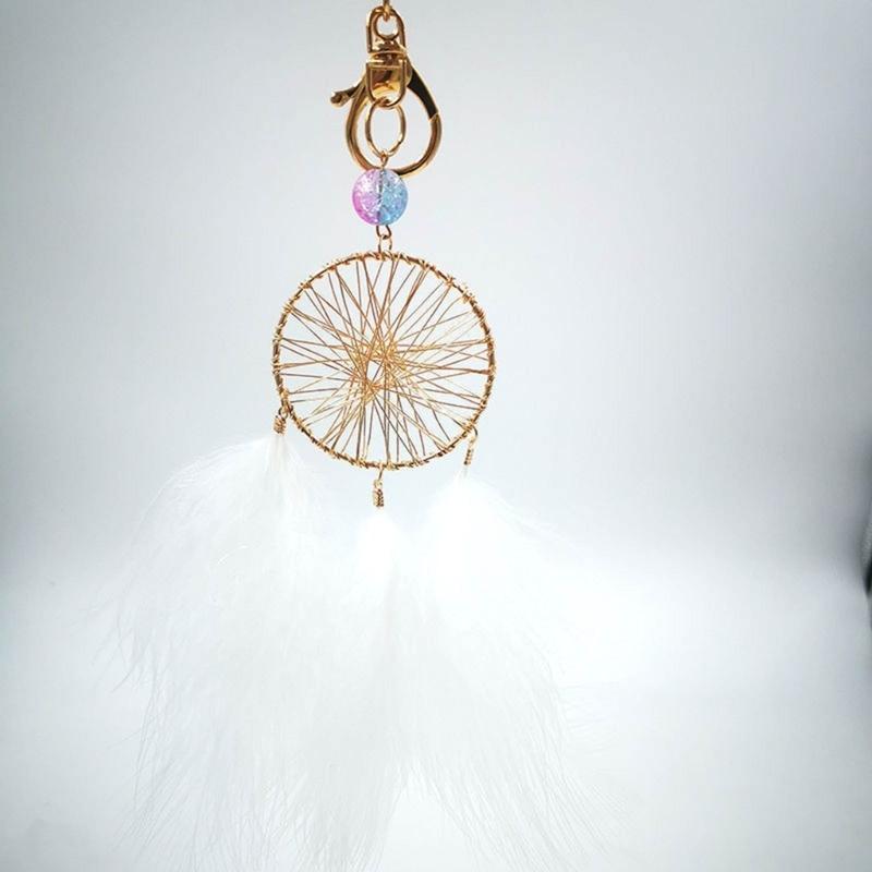Feather Dream Catcher Charm Keychains Fashion Pendant Car Keyring Backpack Decoration Fashion Jewelry for Women Girls