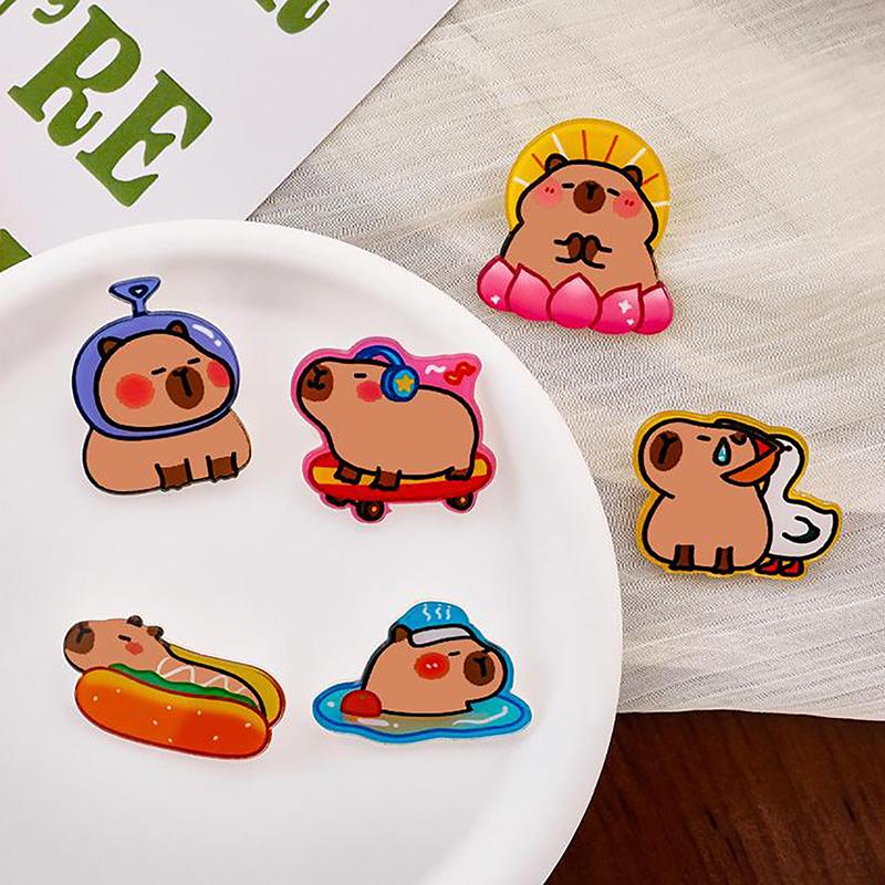 Cute Cartoon Capybara Brooch Fashion Creative Fashion Capybara Acrylic Badge Backpack Decoration Pins Clothing Accessories Gifts