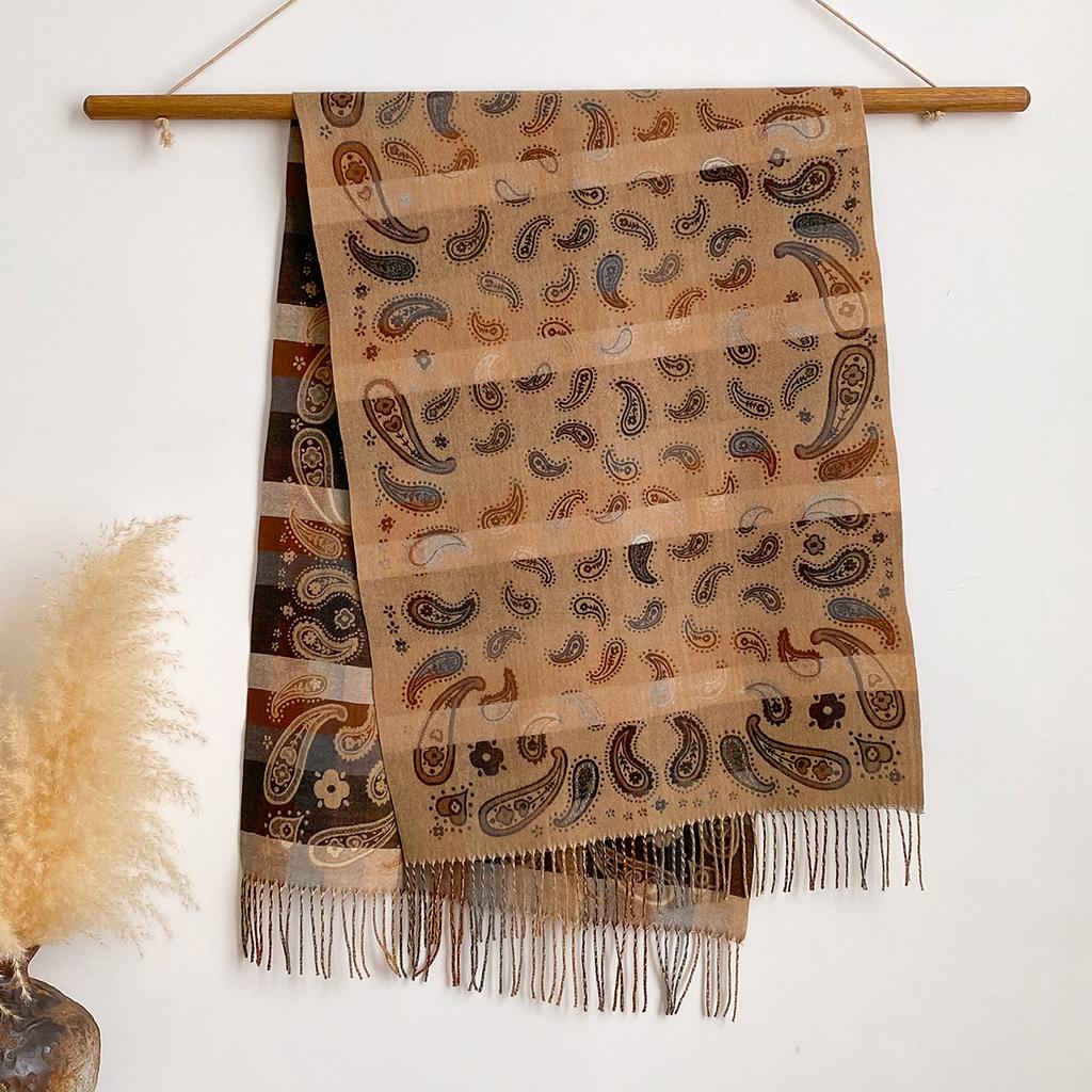 Scarf shawl high-end imitation cashmere scarf women's winter warm travel ethnic style shawl