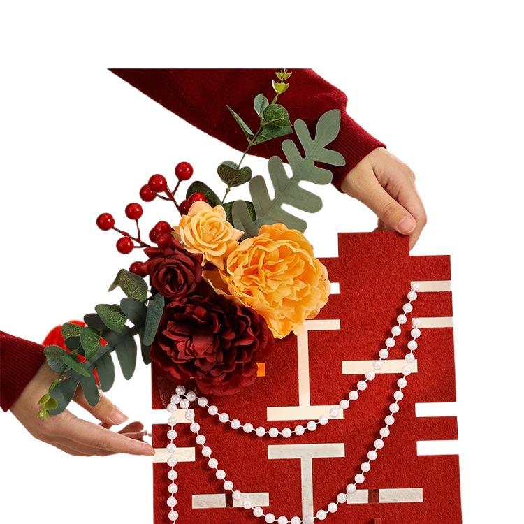 Three-Dimensional Double Happiness Wedding Floral Art Decoration Set for Rooms and Tables