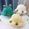 Big Eyes Pattern Panama Fishing Cap Cute Frog-Shaped Froggy Hat Cartoon Frog Bucket Hat  Summer