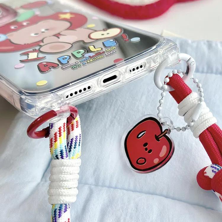 Mirror Anti-theft Lanyard Phone Case Compatible and Suitable for iPhone15 14 13 12 11promax Apple Bear