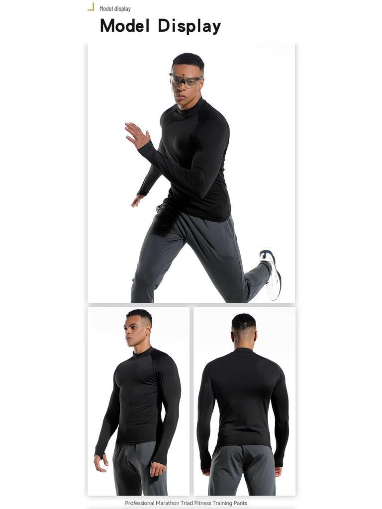 Herren Schnelltrocknendes Elastisches Langarm-Sport-T-Shirt für Laufen und Basketball - Frühling/Herbst.
