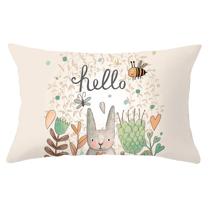 

Easter Bunny Print Series Peach Skin Waist Pillow Cover Home Decor Sofa Cushion Cover 30 * 50Cm (excluding pillow core)