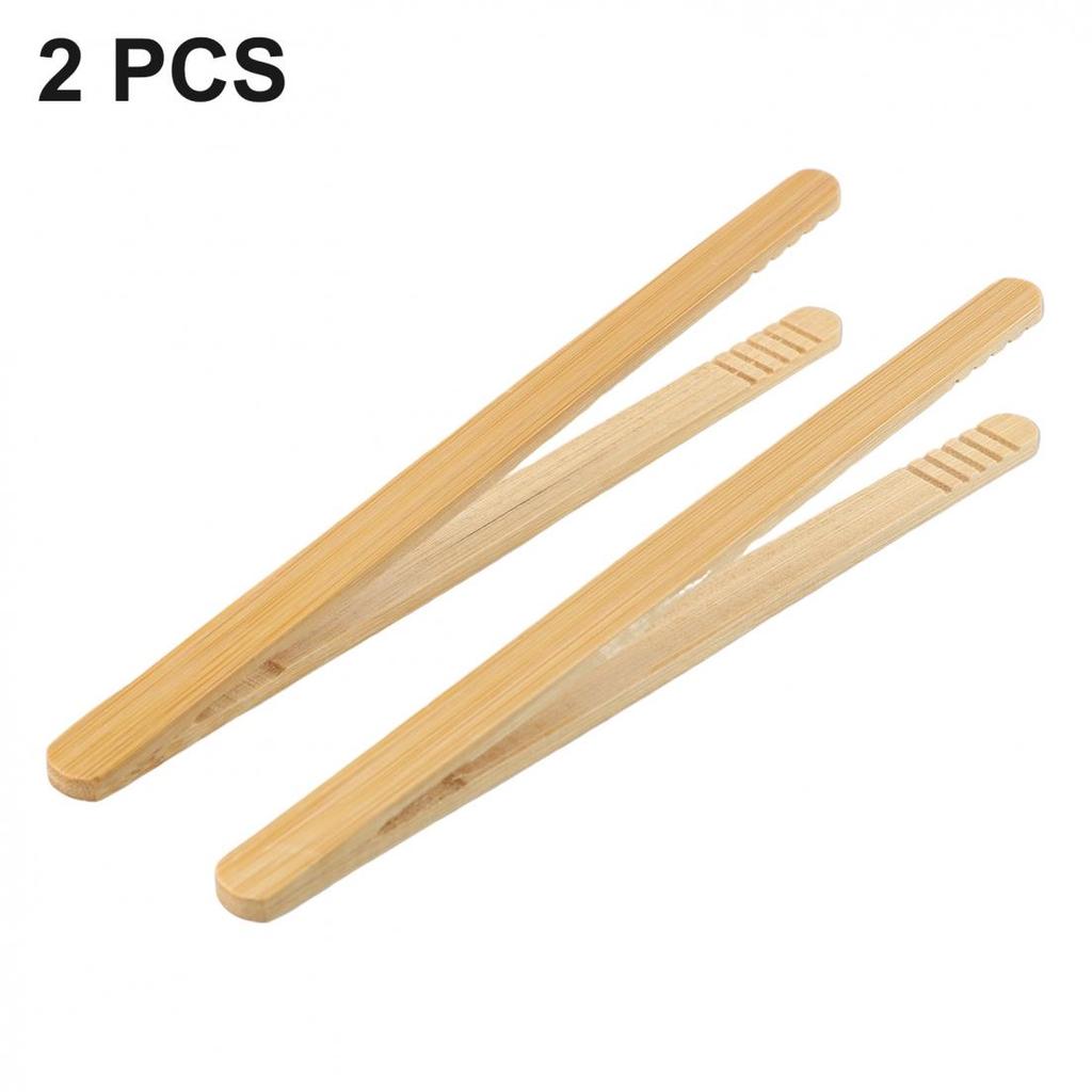 2Pcs Wooden Food Tongs for Toast Salad and Ice Tea Practical Kitchen Tool