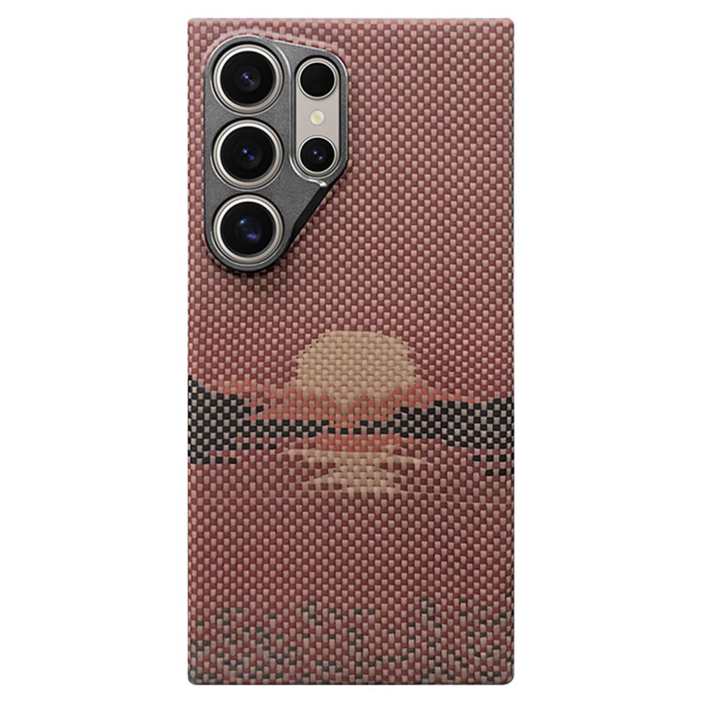 

Магнитный чехол для Samsung Galaxy S24 Ultra с точными вырезами, чехол для телефона из арамидного волокна с металлической рамкой для объектива Sun