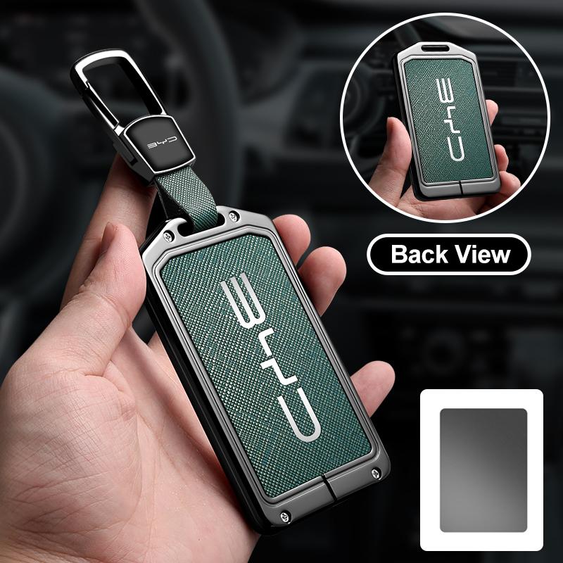Zinc Alloy Leather Car Nfc Card Remote Key Cover Case For Byd Tang Dm Han Ev Song Pro Qin Plus Dmi Keychain Accessories