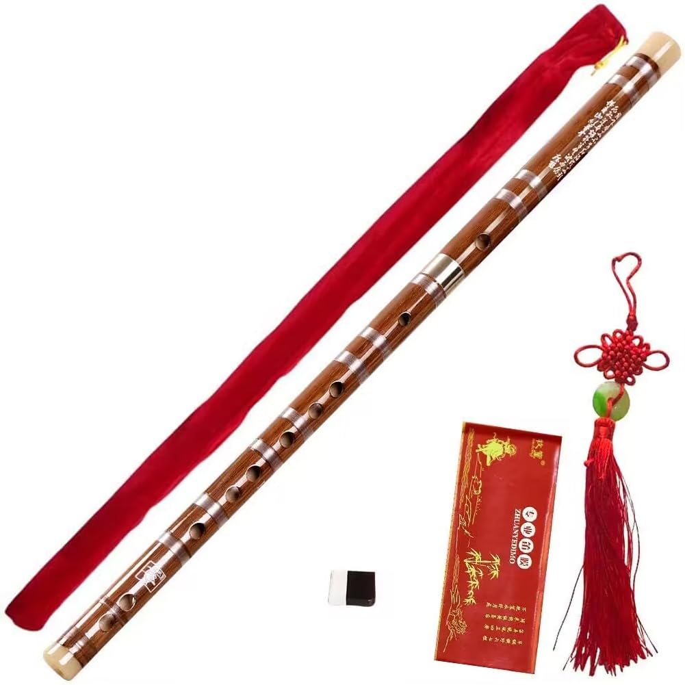 HEARTST Bamboo F Key Bamboo Nebuta Pluggable Bamboo Flute Traditional Chinese Handmade Musical Woodwind F Free Membrane and Adhesive and Protector